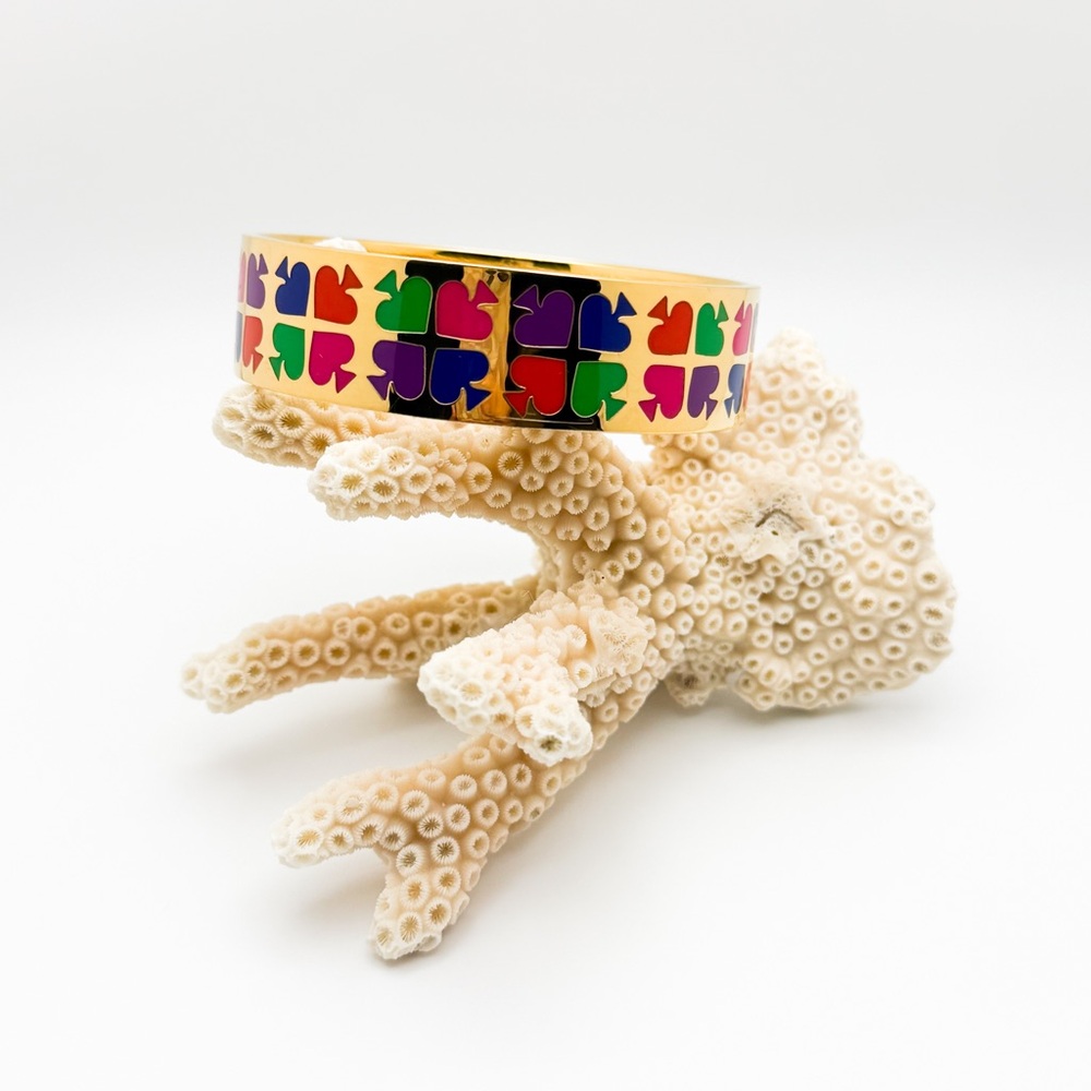♠️ Kate Spade ♠️ “Play Your Cards Right” Gold Bangle with Colorful Spade design - Picture 8 of 14